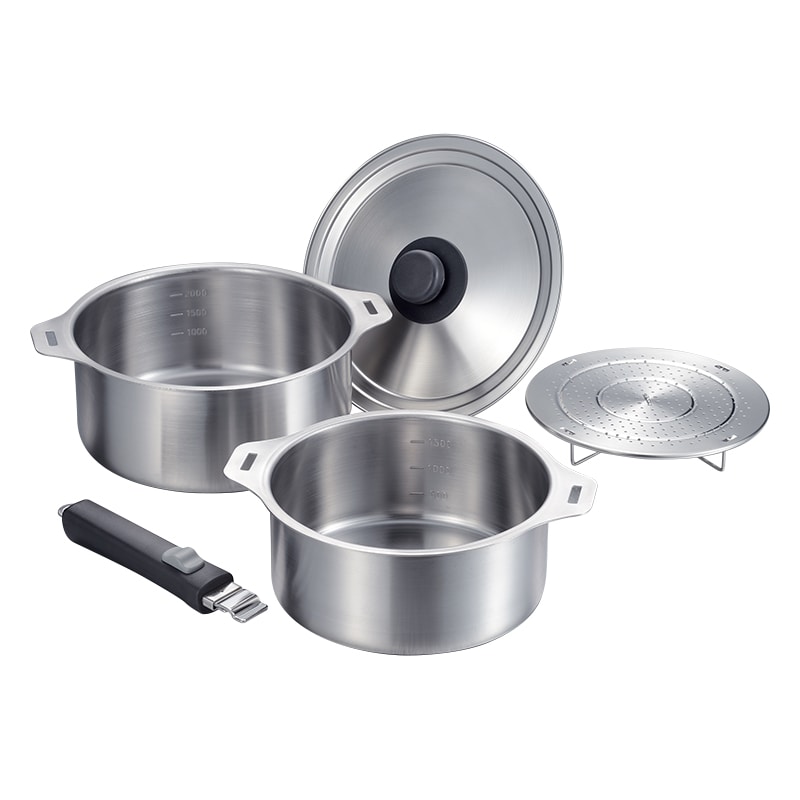 和平フレイズ 燕三 ハンドル着脱式鍋 IH対応 18・20cmセット 蒸し台付 EM-030 1個（ご注文単位1個）【直送品】