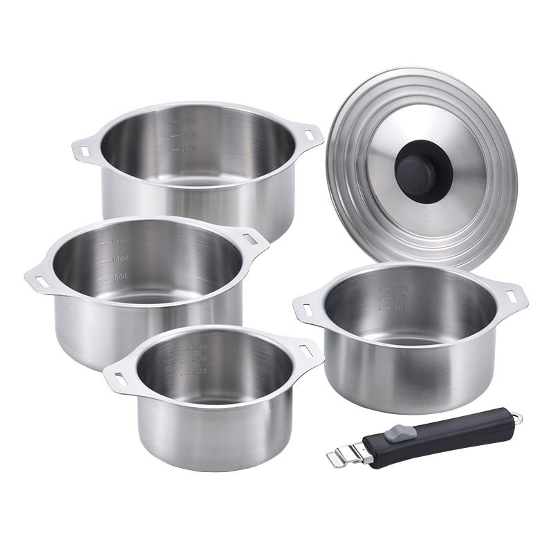 和平フレイズ 燕三 ハンドル着脱式鍋 IH対応 4点セット EM-031 1セット（ご注文単位1セット）【直送品】