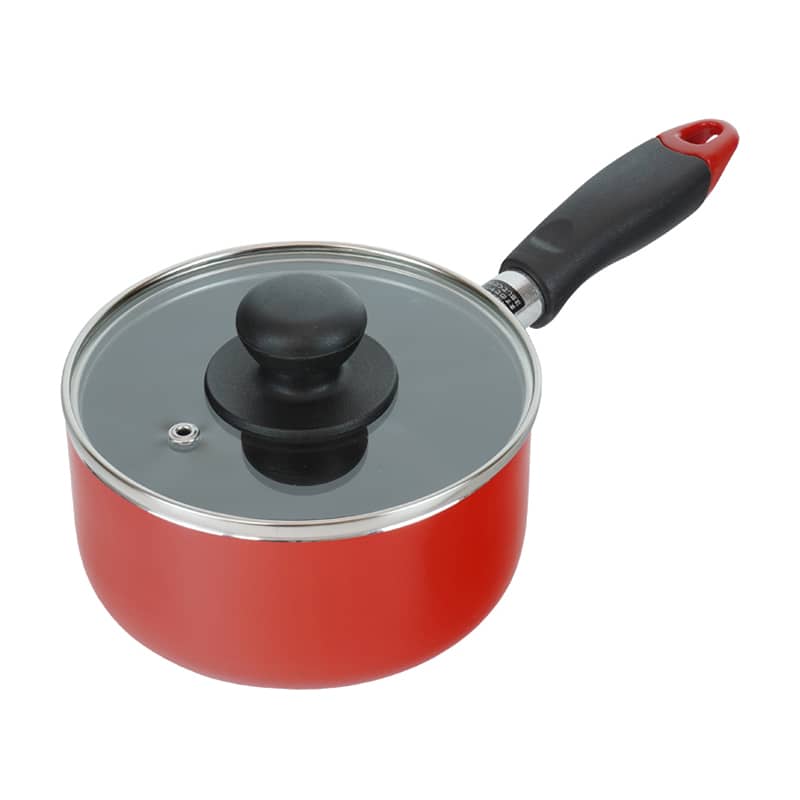 和平フレイズ かちこれ ガラス蓋付 ミニミルクパン 14cm レッド RB-2907 1個（ご注文単位1個）【直送品】