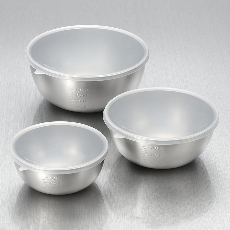 和平フレイズ 燕三 ステンレスボール 3点セット シリコーン蓋付 EM-047 1セット（ご注文単位1セット）【直送品】