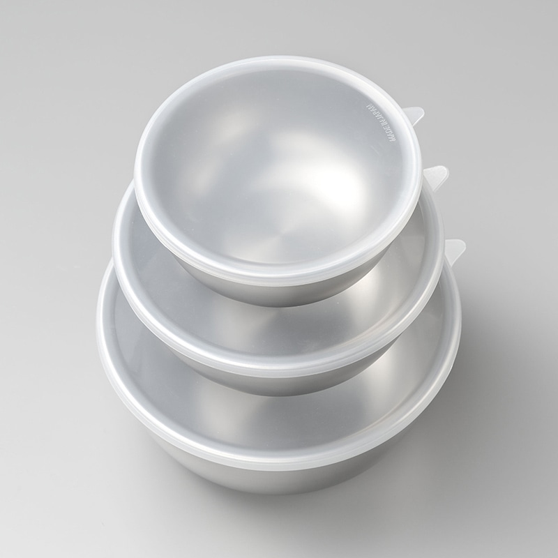 和平フレイズ 燕三 ステンレスボール 3点セット シリコーン蓋付 EM-047 1セット（ご注文単位1セット）【直送品】