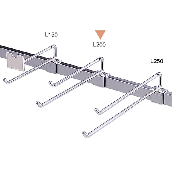 友屋 2段フック L200mm 40473-2＊ 1本（ご注文単位1本）【直送品】