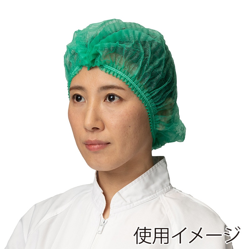 中部物産貿易 ヘアキャップ ザグキャップ フリーサイズ 緑 100枚/袋(ご注文単位10袋)【直送品】