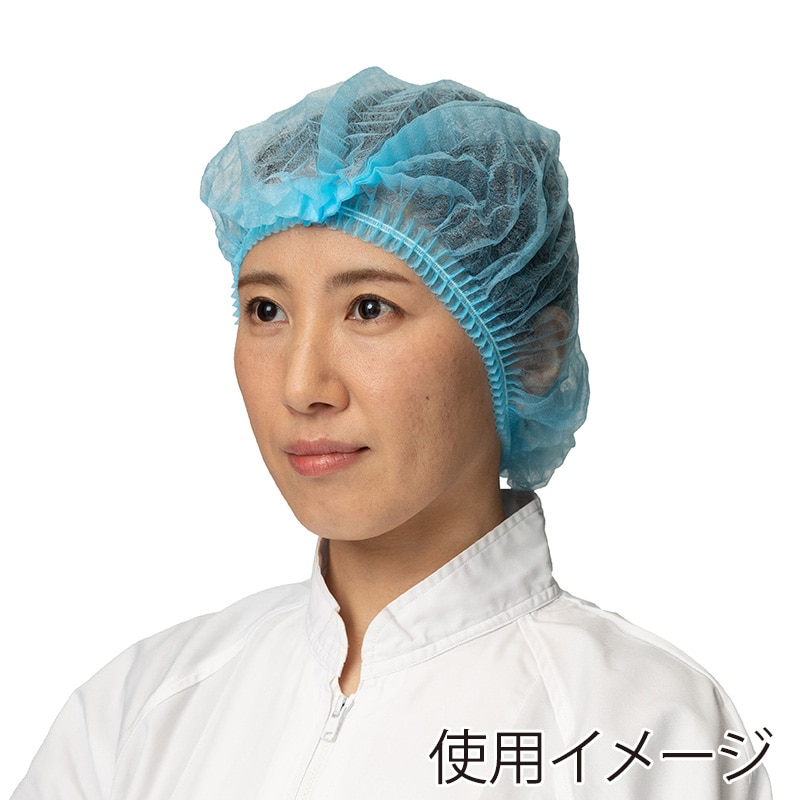 中部物産貿易 ヘアキャップ ザグキャップ フリーサイズ 青 100枚/袋(ご注文単位10袋)【直送品】