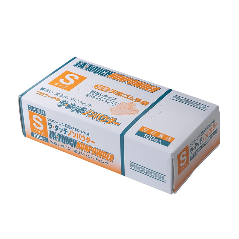 中部物産貿易 使い捨て天然ゴム手袋 ラタッチ ノンパウダー S ホワイト 1小箱(ご注文単位20箱)【直送品】