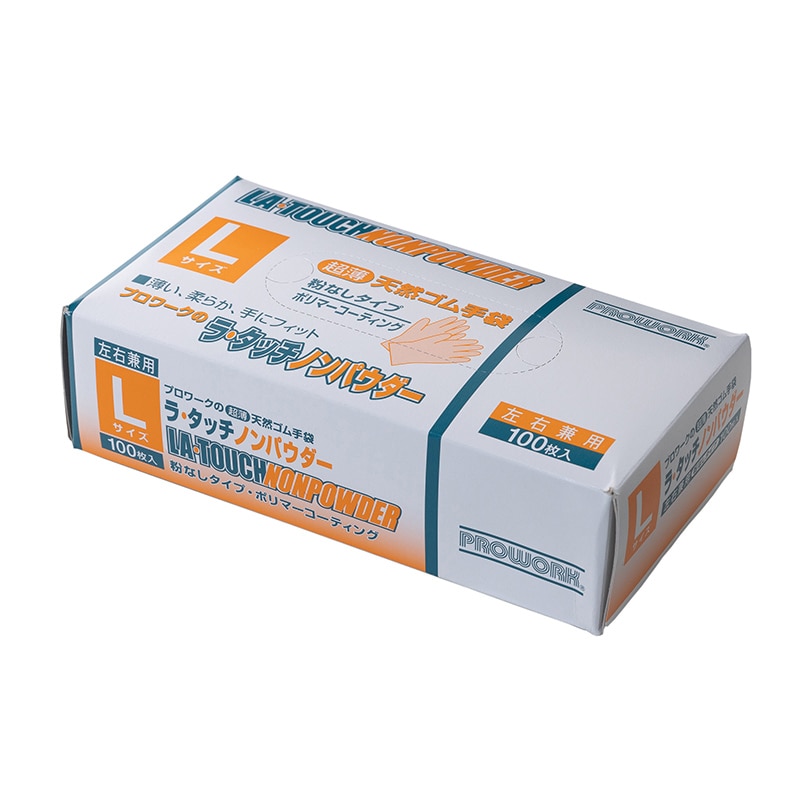 中部物産貿易 使い捨て天然ゴム手袋　ラタッチ ノンパウダー　L ホワイト 1小箱（ご注文単位20箱）【直送品】