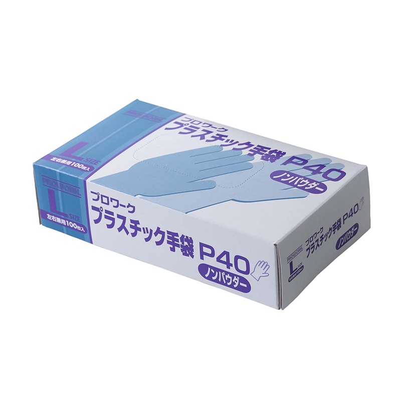中部物産貿易 使い捨てプラスチック手袋　P40ノンパウダー L 半透明 100枚/箱（ご注文単位30箱）【直送品】