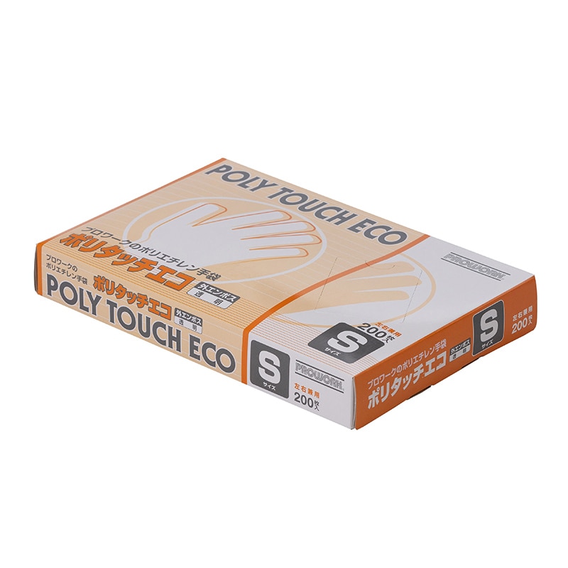 中部物産貿易 使い捨てポリ手袋 ポリタッチエコ S 半透明 200枚/箱(ご注文単位20箱)【直送品】