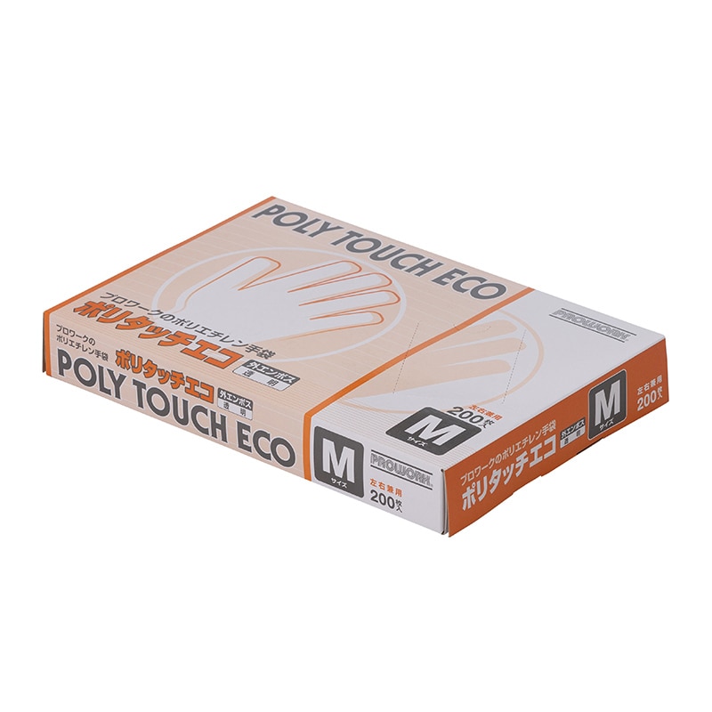 中部物産貿易 使い捨てポリ手袋 ポリタッチエコ M 半透明 200枚/箱(ご注文単位20箱)【直送品】