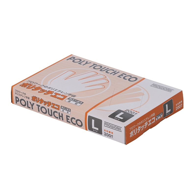 中部物産貿易 使い捨てポリ手袋 ポリタッチエコ L 半透明 200枚/箱(ご注文単位20箱)【直送品】
