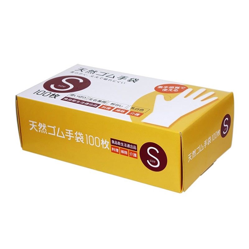 大和物産 天然ゴム手袋 S 100枚入 1箱（ご注文単位20箱）【直送品】