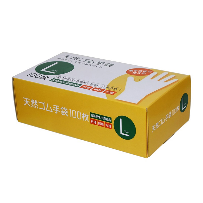 大和物産 天然ゴム手袋 L 100枚入 1箱（ご注文単位20箱）【直送品】