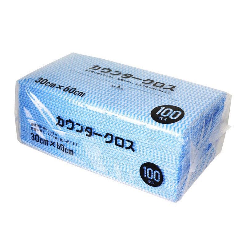 大和物産 カウンタークロス 60×30 ブルー 100枚入 1パック(ご注文単位16パック)【直送品】