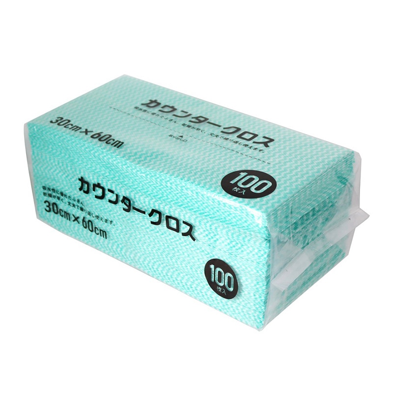大和物産 カウンタークロス 60×30 グリーン 100枚入 1パック（ご注文単位16パック）【直送品】