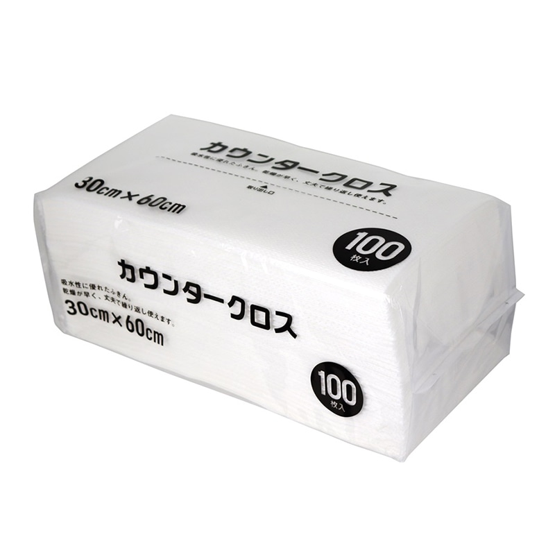 大和物産 カウンタークロス 60×30 ホワイト 100枚入 1パック（ご注文単位16パック）【直送品】