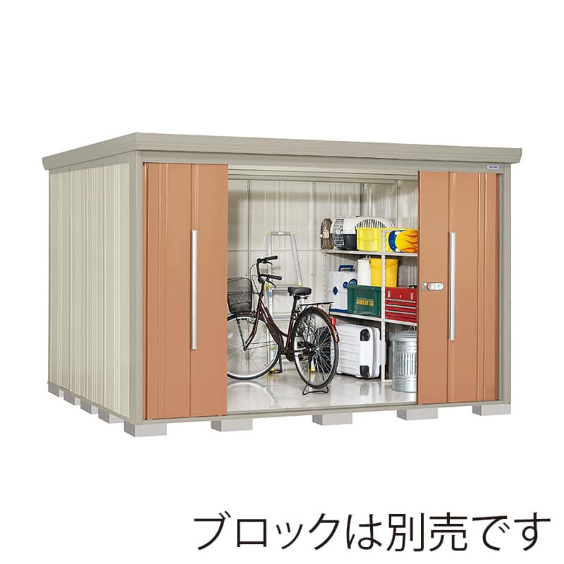 田窪工業所 中・大型物置 Mr.ストックマン ダンディ 多雪型 結露減少屋根 側面棚 ND-SZ3226YT トロピカルオレンジ 1台（ご注文単位1台）【直送品】