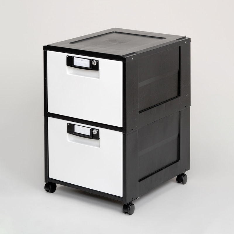 アイリスオーヤマ オフィスキャビネット 2段 ブラック HG-202 1台(ご注文単位1台)【直送品】