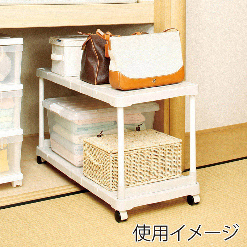 アイリスオーヤマ 伸縮押入れ整理棚 キャスター付き グレー SOR-370W 1台(ご注文単位4台)【直送品】