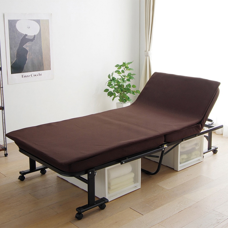 アイリスオーヤマ 折りたたみベッド リクライニング ブラウン OTB-MTN 1台(ご注文単位1台)【直送品】