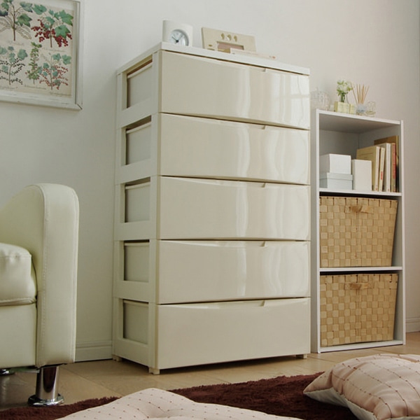 アイリスオーヤマ レギュラーチェスト 5段 ホワイト/アイボリー COD-555 1台(ご注文単位1台)【直送品】