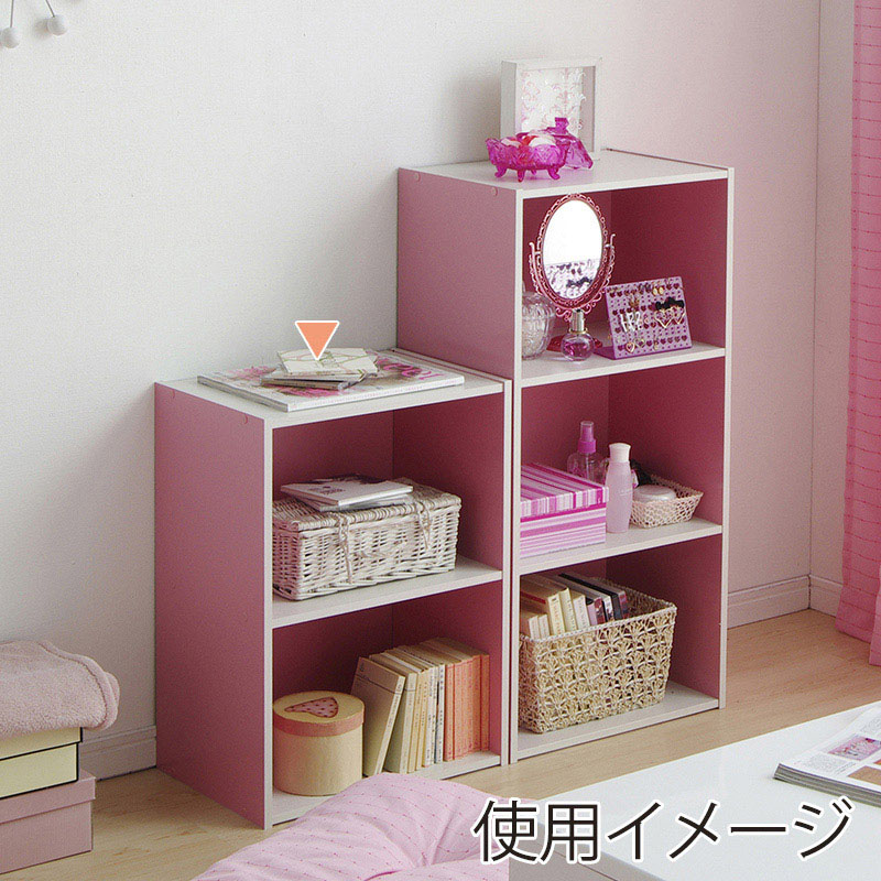 アイリスオーヤマ CBボックス 2段 ピンク/オフホワイト CX-2 1個(ご注文単位1個)【直送品】