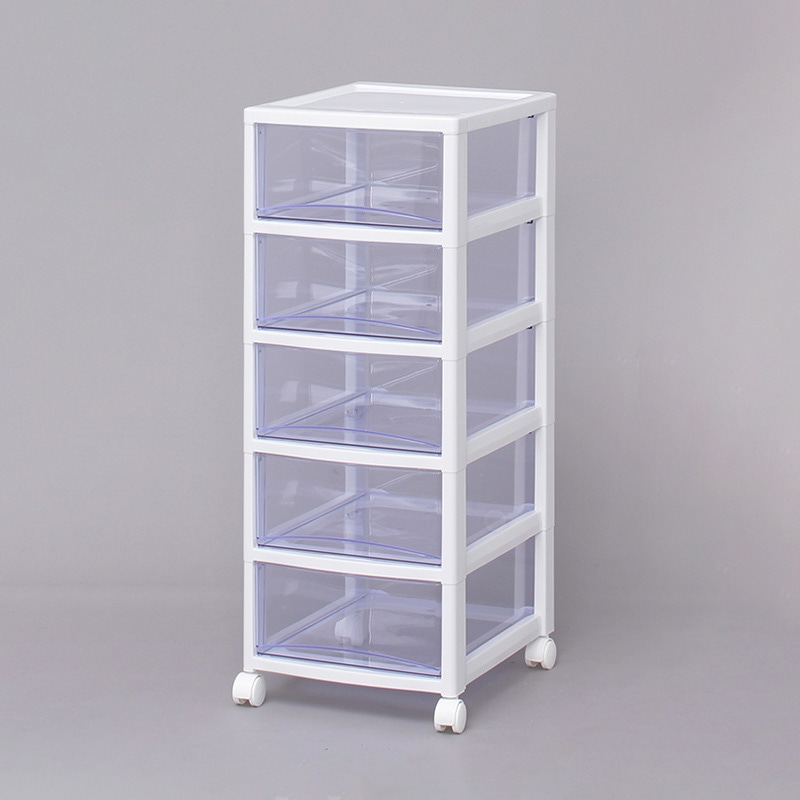 アイリスオーヤマ スーパークリアチェスト 深型 5段 ホワイト/クリアブルー SCE-050 1個(ご注文単位1個)【直送品】