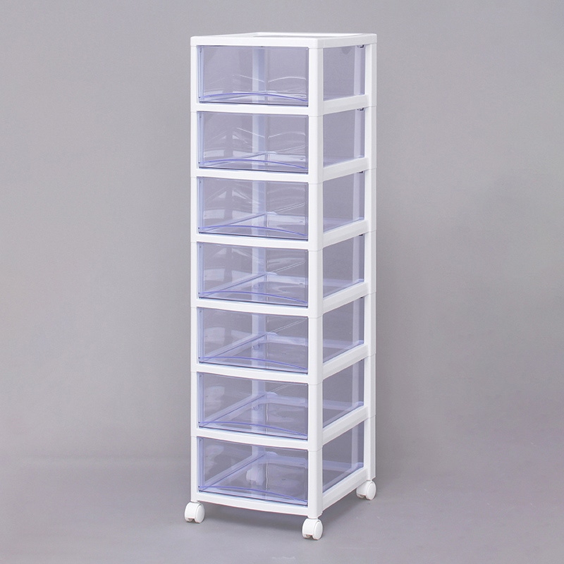 アイリスオーヤマ スーパークリアチェスト 深型 7段 ホワイト/クリアブルー SCE-070 1個(ご注文単位1個)【直送品】