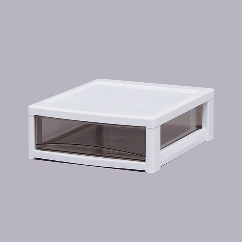 アイリスオーヤマ スーパークリアチェスト 浅型 1段 ホワイト/クリアブラウン SCE-100 1個(ご注文単位4個)【直送品】