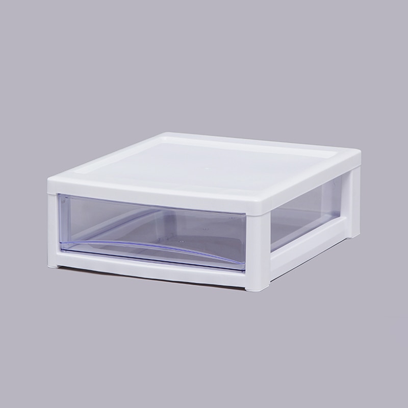 アイリスオーヤマ スーパークリアチェスト 浅型 1段 ホワイト/クリアブルー SCE-100 1個(ご注文単位4個)【直送品】