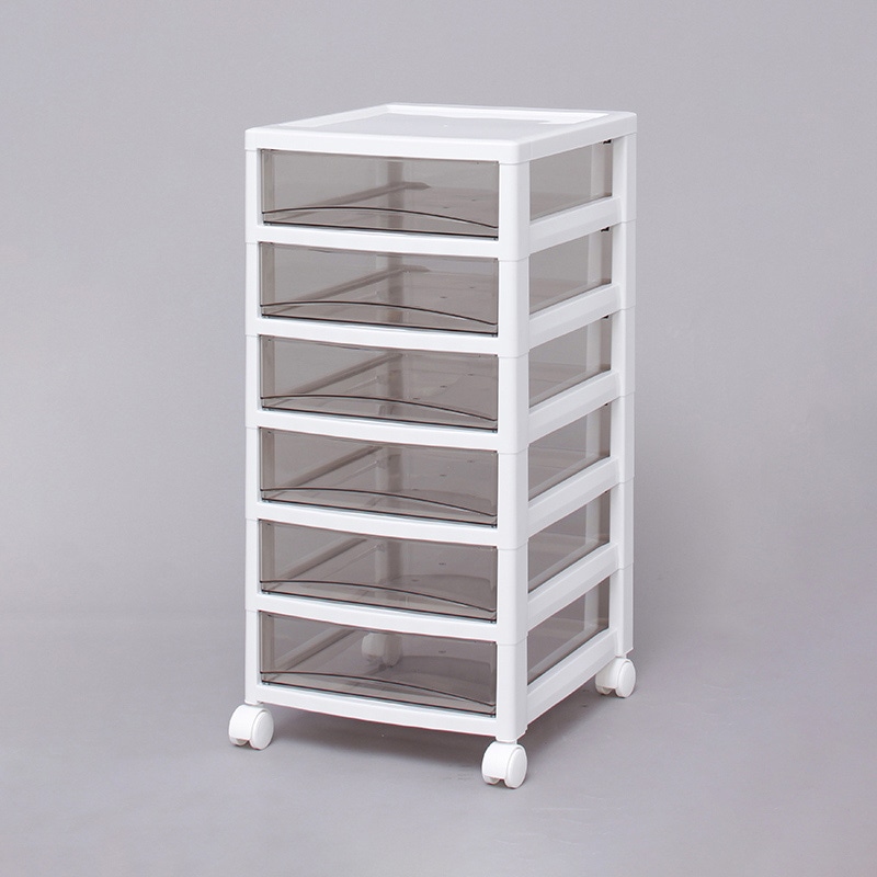 アイリスオーヤマ スーパークリアチェスト 浅型 6段 ホワイト/クリアブラウン SCE-600 1個(ご注文単位1個)【直送品】