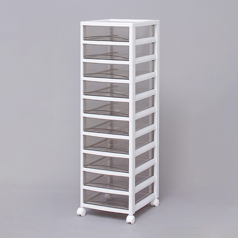 アイリスオーヤマ スーパークリアチェスト 浅型 10段 ホワイト/クリアブラウン SCE-1000 1個(ご注文単位1個)【直送品】