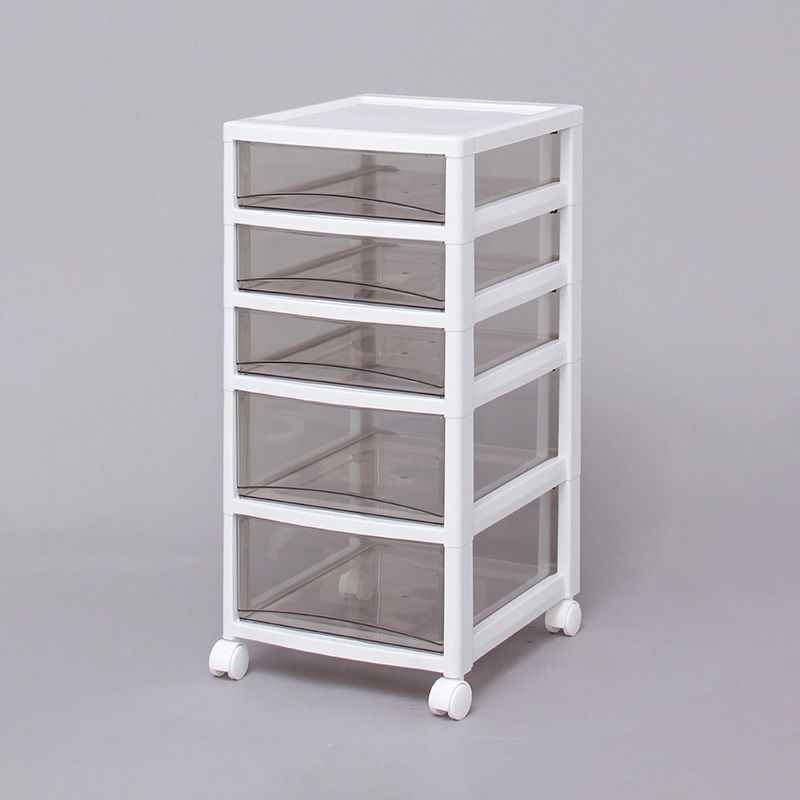 アイリスオーヤマ スーパークリアチェスト 浅型3段+深型2段 ホワイト/クリアブラウン SCE-320 1個(ご注文単位1個)【直送品】