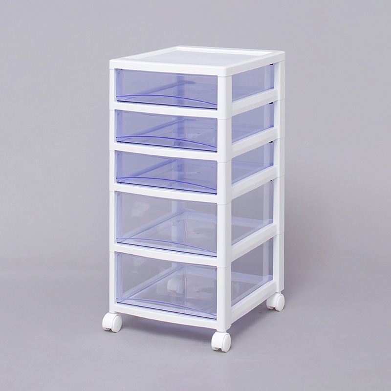 アイリスオーヤマ スーパークリアチェスト 浅型3段+深型2段 ホワイト/クリアブルー SCE-320 1個(ご注文単位1個)【直送品】