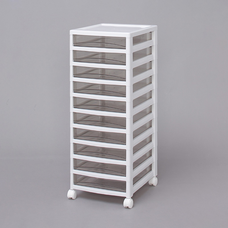 アイリスオーヤマ スーパークリアチェスト 超浅型 10段 ホワイト/クリアブラウン SCE-S1000 1個(ご注文単位1個)【直送品】