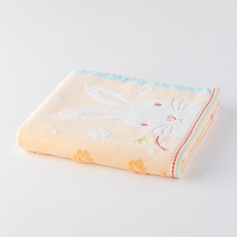 UCHINO もちぷに バスタオル うさぎ 9018B704OR 1枚（ご注文単位4枚）【直送品】