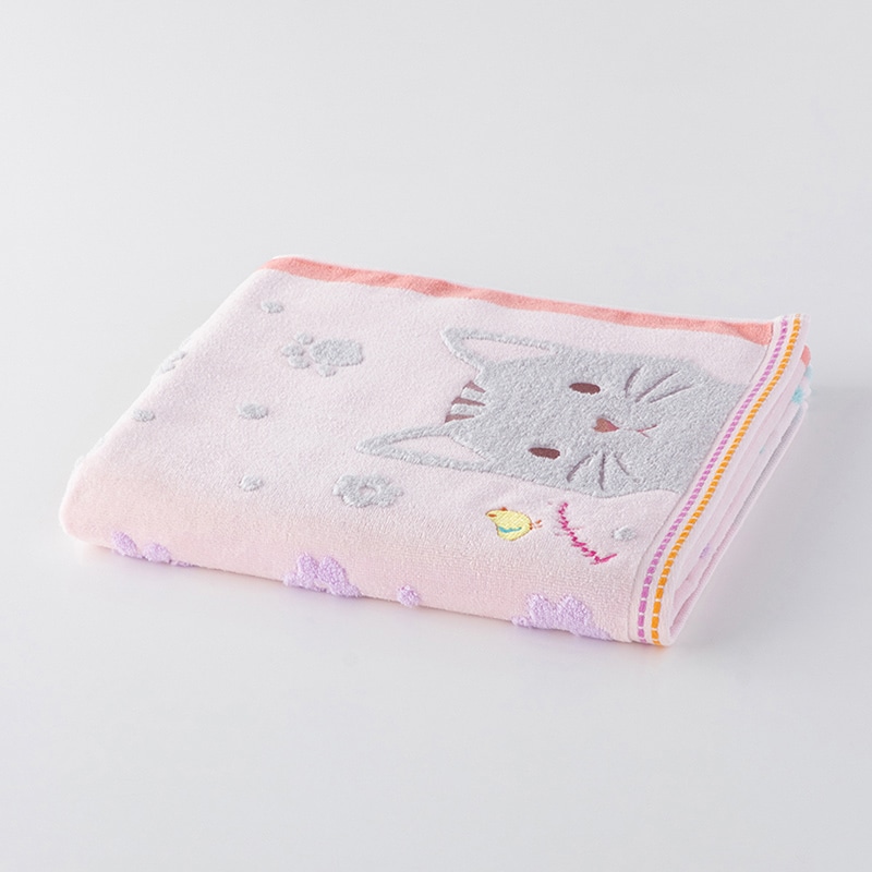 UCHINO もちぷに バスタオル ねこ 9018B704P 1枚（ご注文単位4枚）【直送品】