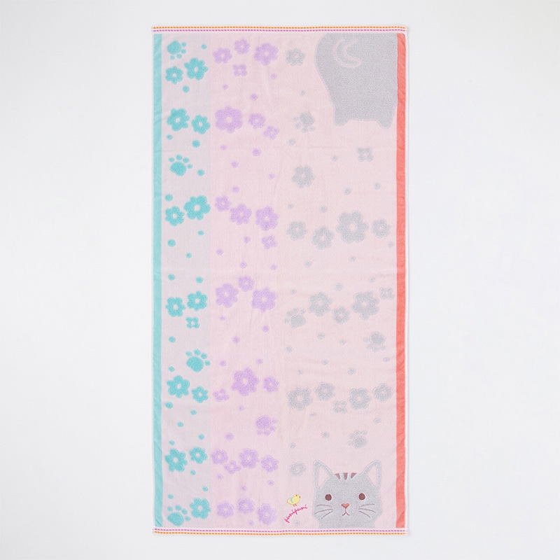 UCHINO もちぷに バスタオル ねこ 9018B704P 1枚(ご注文単位4枚)【直送品】