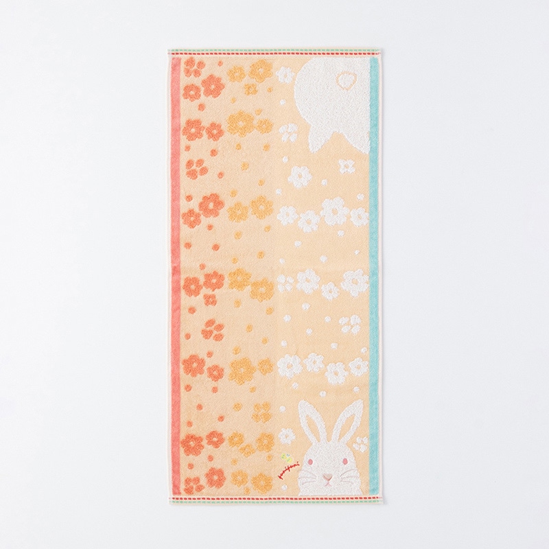 UCHINO もちぷに フェイスタオル うさぎ 9006F704OR 1枚(ご注文単位10枚)【直送品】