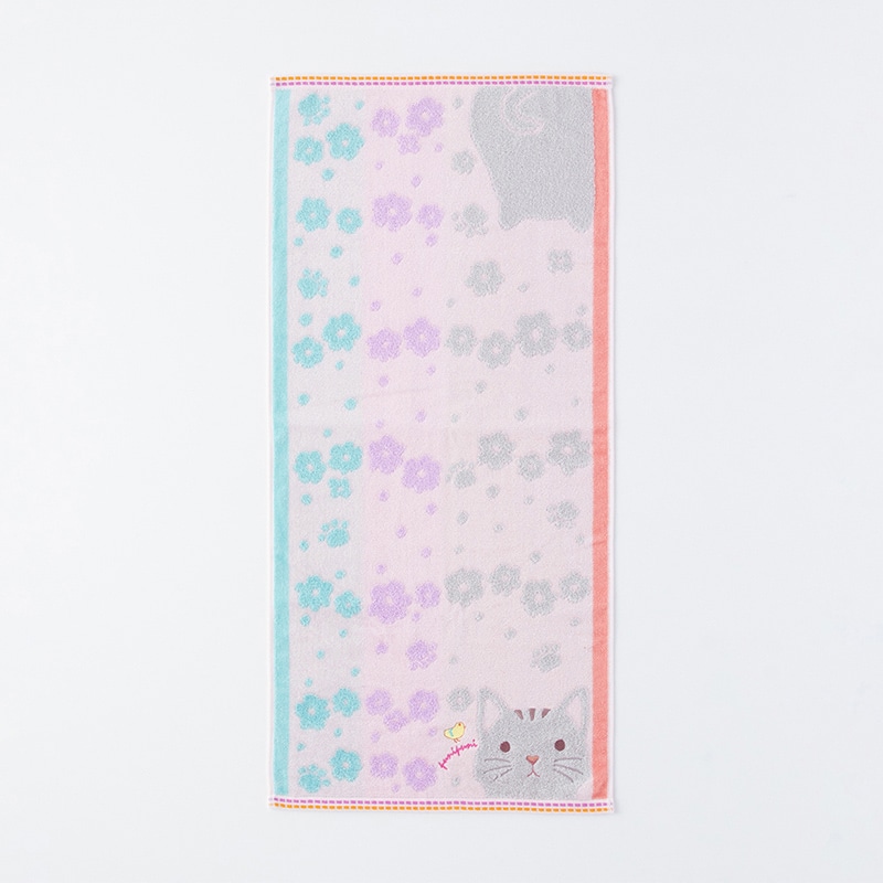 UCHINO もちぷに フェイスタオル ねこ 9006F704P 1枚(ご注文単位10枚)【直送品】