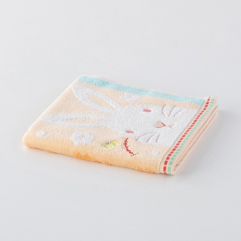 UCHINO もちぷに ゲストタオル うさぎ 9004G704OR 1枚（ご注文単位10枚）【直送品】