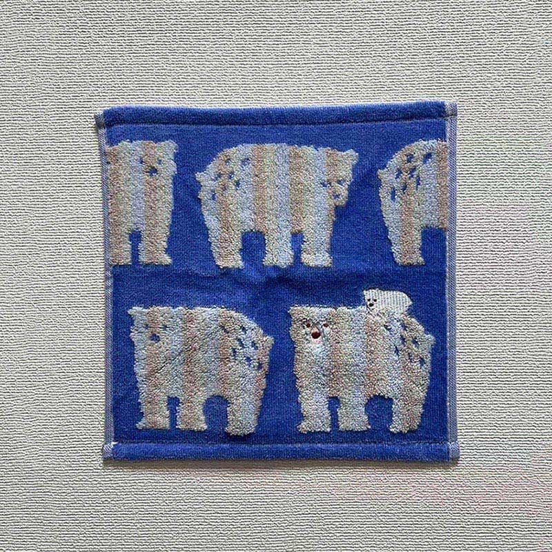 UCHINO ミミ タオルハンカチ ブルー 6804V261B 1枚（ご注文単位10枚）【直送品】