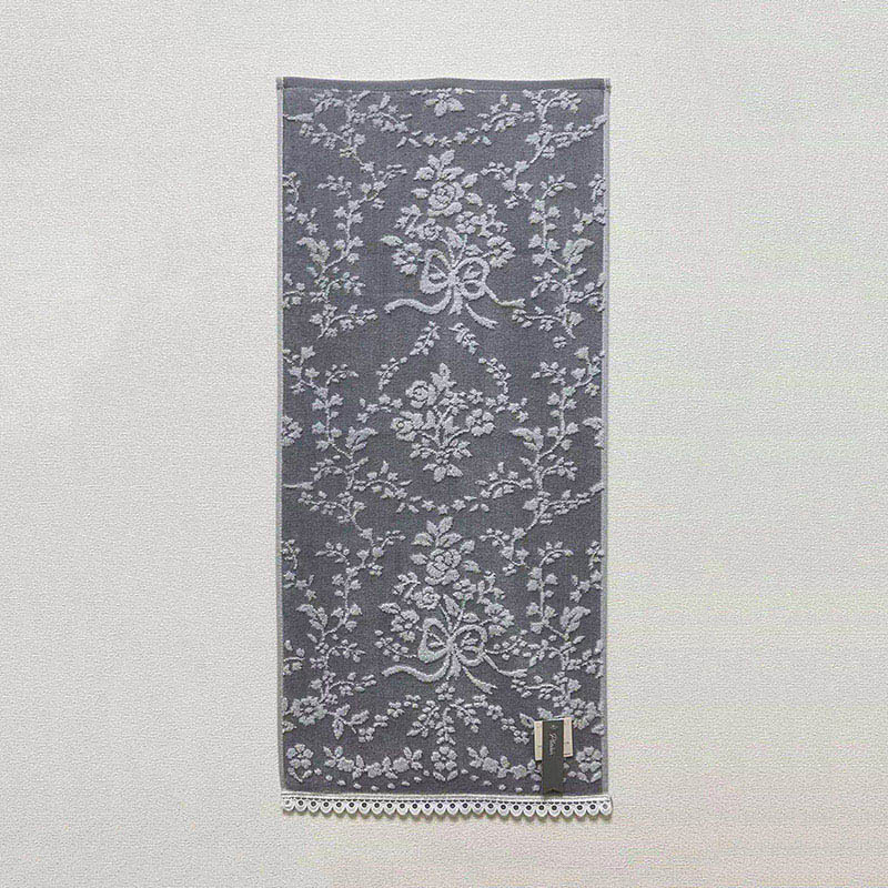 UCHINO ローズブーケ フェイスタオル グレー 6112F398GY 1枚（ご注文単位10枚）【直送品】
