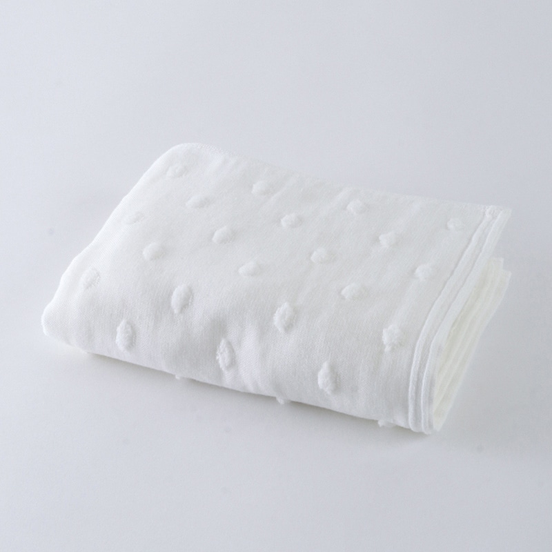 UCHINO ふわふわガーゼドット フェイスタオル ホワイト 8810F566W 1枚（ご注文単位10枚）【直送品】