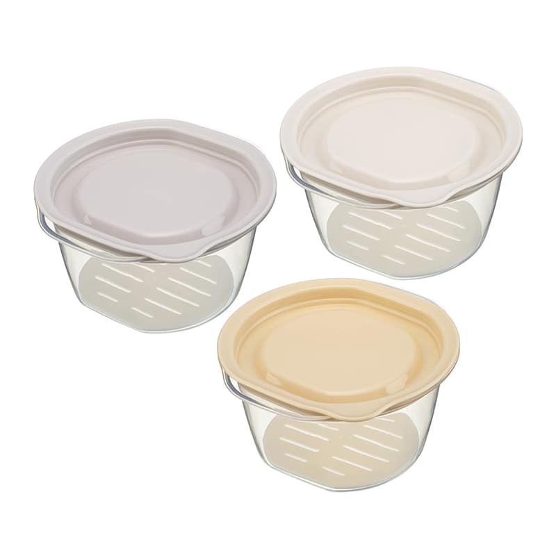 イノマタ化学 すのこ付き ごはん容器 3個入 3色アソート 1774 1セット（ご注文単位1セット）【直送品】