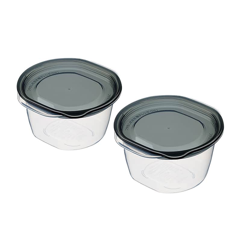 イノマタ化学 楽ちんパック ごはん一膳用 2個組 クリアーブラック 1832 1組（ご注文単位1組）【直送品】