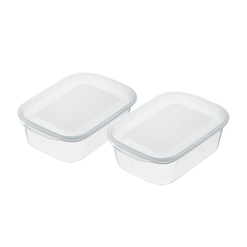 イノマタ化学 楽ちんパック 角型400ml 2個組 クリアーホワイト 1834 1組（ご注文単位1組）【直送品】