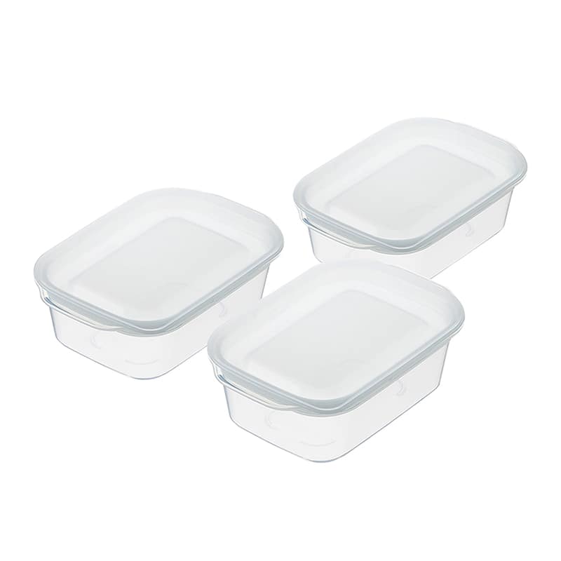 イノマタ化学 楽ちんパック 角型180ml 3個組 クリアーホワイト 1840 1組（ご注文単位1組）【直送品】