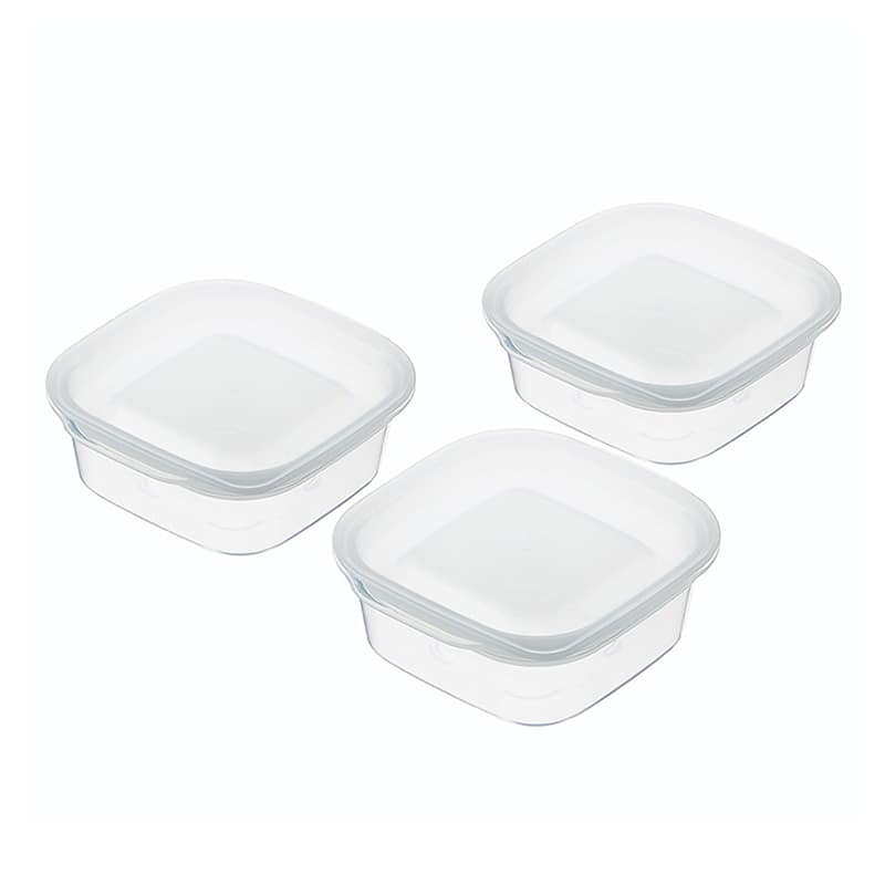 イノマタ化学 楽ちんパック スクエア90ml 3個組 クリアーホワイト 1843 1組（ご注文単位1組）【直送品】