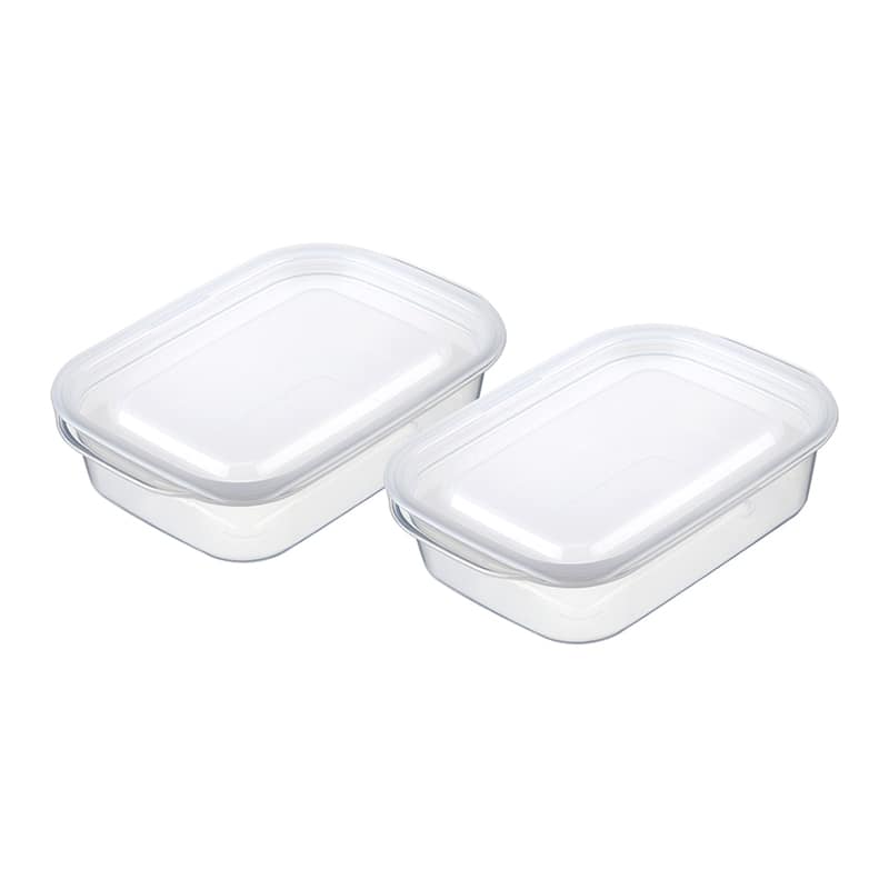 イノマタ化学 楽ちんパック 浅型290ml 2個組 クリアーホワイト 1846 1組（ご注文単位1組）【直送品】