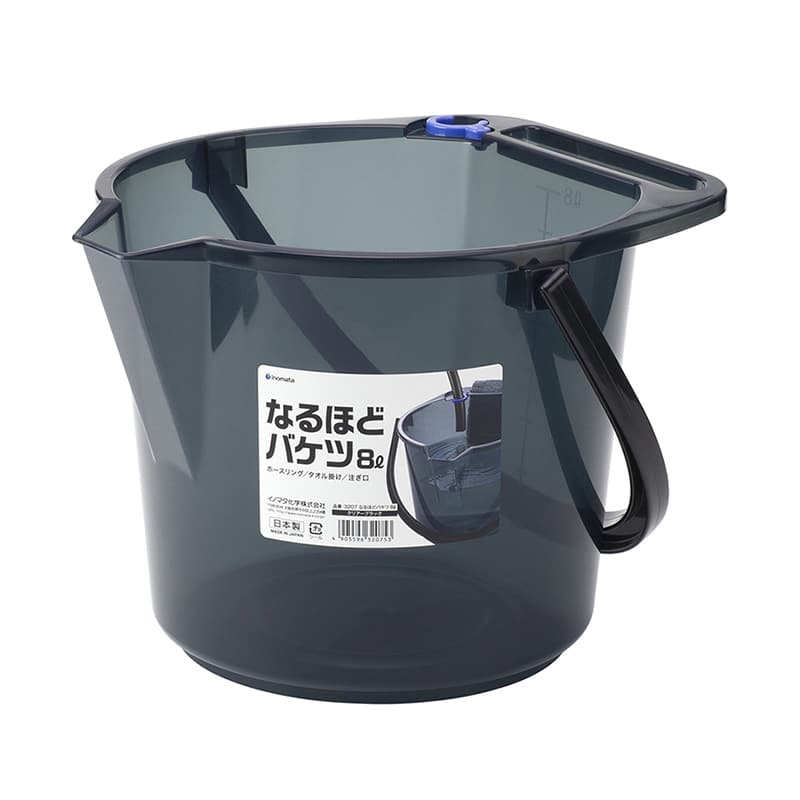 イノマタ化学 なるほどバケツ 8L クリアーブラック 3207 1個（ご注文単位1個）【直送品】